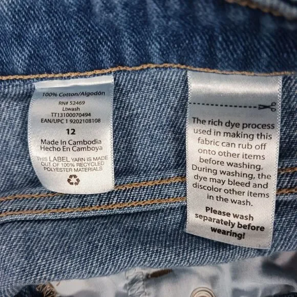 Time & Tru Size 12 Women's High Rise Distressed Denim Jean Shorts Stretch - Picture 6 of 7